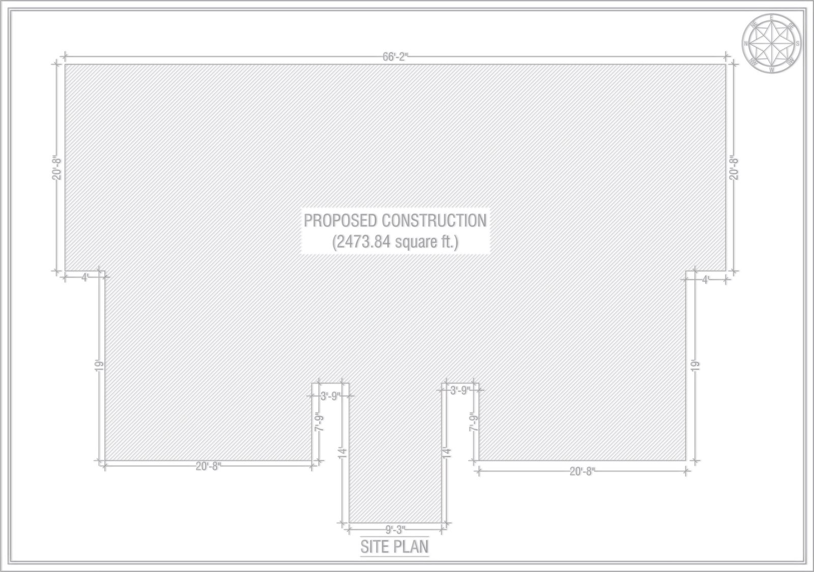West facing 2BHK house site plan with vastu compliant layout, 2 bedrooms, kitchen, living room and bathroom